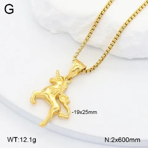 Collier Pendentif Animal en Acier Inoxydable pour Femmes Mignon Licorne Chat Papillon Ours Design Plaqué Or Cadeau de Bijoux de Mode