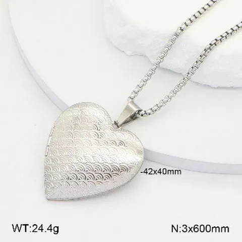 Collier Pendentif Médaillon Cœur en Acier Inoxydable Porte Photo Ouvrable Chaîne Gravée Cadeau de Bijoux Pour Unisexe