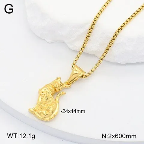 Collier Pendentif Animal en Acier Inoxydable pour Femmes Mignon Licorne Chat Papillon Ours Design Plaqué Or Cadeau de Bijoux de Mode