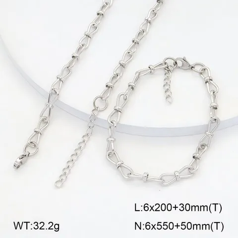 Ensemble De Collier Et Bracelet Géométrique En Acier Inoxydable Minimaliste Or Argent Noir Chaîne Bijoux Pour Femmes