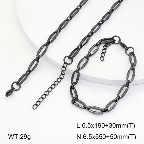 Ensemble Collier Et Bracelet En Chaîne Géométrique En Acier Inoxydable Plaqué Vide Or 18K Bijoux De Mode Minimalistes Pour Femmes
