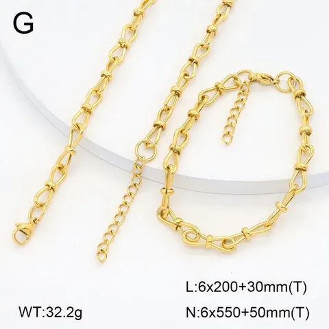 Ensemble De Collier Et Bracelet Géométrique En Acier Inoxydable Minimaliste Or Argent Noir Chaîne Bijoux Pour Femmes