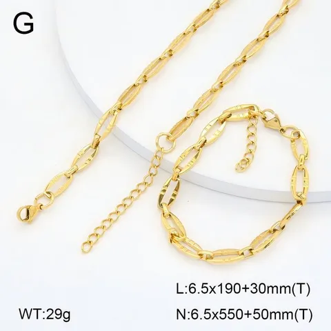 Ensemble Collier Et Bracelet En Chaîne Géométrique En Acier Inoxydable Plaqué Vide Or 18K Bijoux De Mode Minimalistes Pour Femmes