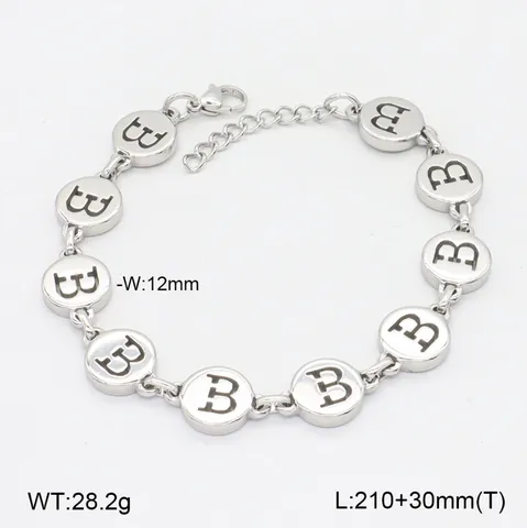 Bracelet Charme Lettre Initiale en Acier Inoxydable Disque Rond Poli Chaîne à Maillons Cadeau Bijou de Mode pour Femmes Hommes