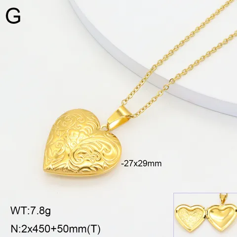 Collier Médaillon Cœur en Acier Inoxydable Porte-Photo Ouvrable Pendentif Gravé Cadeau Couple Bijoux