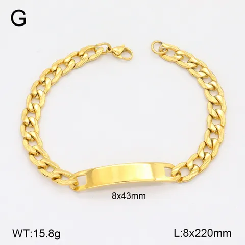 Bracelet Chaîne Cubaine Plaqué Or En Acier Inoxydable Avec Plaque Courbée ID Bijou De Poignet Mode Couple Cadeau