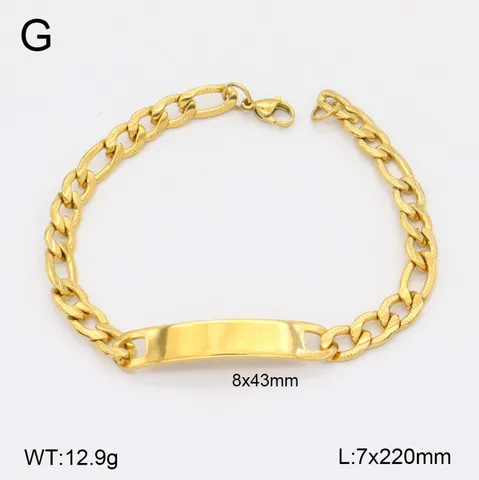 Bracelet Chaîne Cubaine Plaqué Or En Acier Inoxydable Avec Plaque Courbée ID Bijou De Poignet Mode Couple Cadeau