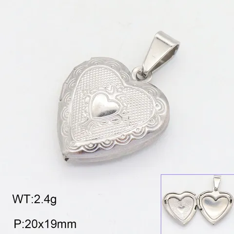 Pendentif Médaillon Cœur Vintage en Acier Inoxydable Boîte Cadre Photo Ouvrable Cadeau de Bijoux pour Femmes