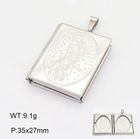 Vintage Acier Inoxydable Ouvrable Photo Médaillon Pendentif Collier Relief Livre Forme Ronde Bijoux de Mode Pour Femmes