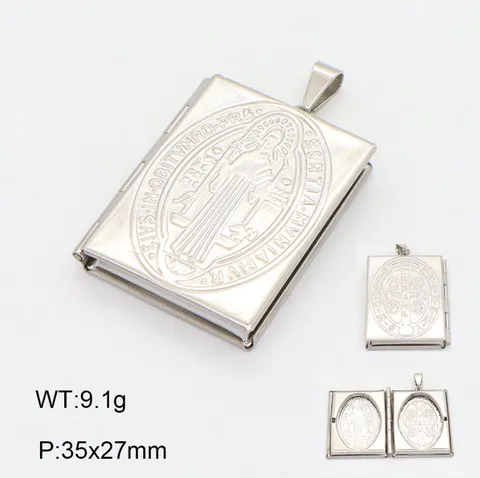 Vintage Acier Inoxydable Ouvrable Photo Médaillon Pendentif Collier Relief Livre Forme Ronde Bijoux de Mode Pour Femmes