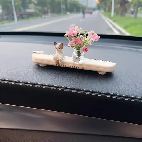 Auto Vorübergehendes Parken Nummernschild Süße Cartoon Katze Blumenmuster Vase Aromatherapie Ornament Kreative Armaturenbrett Parkschild
