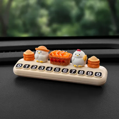 Lindo Dibujos Animados Pollo Resina Coche Estacionamiento Temporal Tarjeta Matrícula Tablero De Coche Interior Decoración Ornamento Regalo Divertido