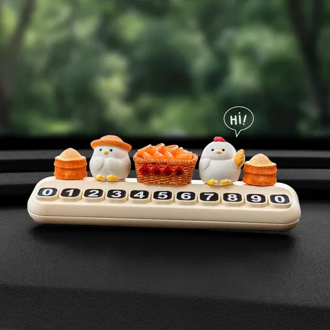 Lindo Dibujos Animados Pollo Resina Coche Estacionamiento Temporal Tarjeta Matrícula Tablero De Coche Interior Decoración Ornamento Regalo Divertido