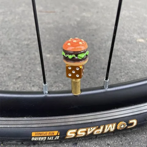 Creative Burger Starfruit Monkey Dice Bicycle Tire Valve Caps Presta Schrader Valve Adapter Bike Accessories