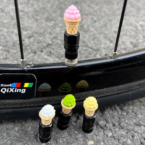 Cute Ice Cream Cone Tire Valve Caps Universal Schrader Presta Valve Stem Dust Cover Bicycle Bike Wheel Decoration Parts