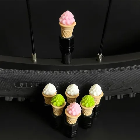 Cute Ice Cream Cone Tire Valve Caps Universal Schrader Presta Valve Stem Dust Cover Bicycle Bike Wheel Decoration Parts