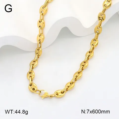 Ensemble Collier et Bracelet en Chaîne de Grains de Café en Acier Inoxydable Plaqué Or Sous Vide