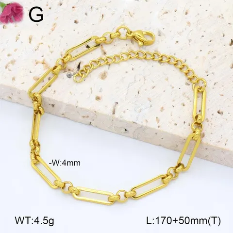 Bracelet Chaîne en Acier Inoxydable Minimaliste Pour Femmes Plaqué Or Bracelets à Maillons Géométriques Bijoux Tendance Cadeau