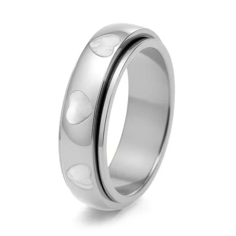 Titanstahl Herz Spinner Ring Für Damen Drehbarer Anti Stress Angst Ring Süßes Herz Muster Fingerring Mode Schmuck Geschenk