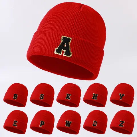 Unisex Winter Warm Knit Beanie Mütze Casual Outdoor Letter Patch Verdickte Ski Cap Tägliche Mode Weiche Kopfbedeckung