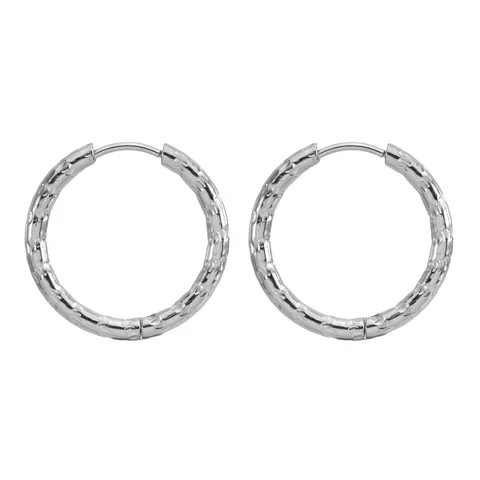 Minimalist 304 Stainless Steel Hoop Earrings Hammered Texture Geometric Ear Buckle Niche Design Two-Tone Huggie Earrings For Women Daily Jewelry