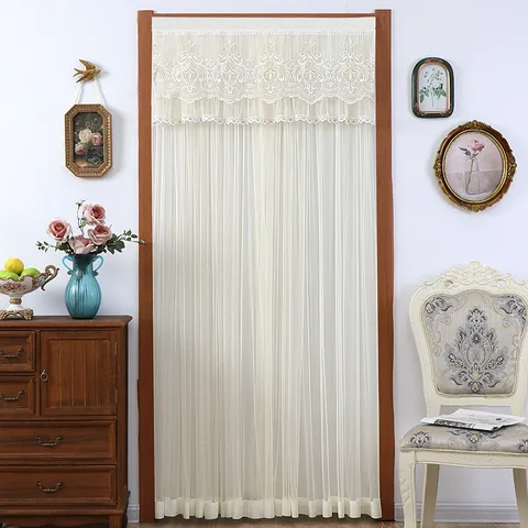 Lace Door Curtain Mesh Anti Mosquito Partition Curtain Embroidered Floral Home Decor Tulle Window Curtain Room Divider