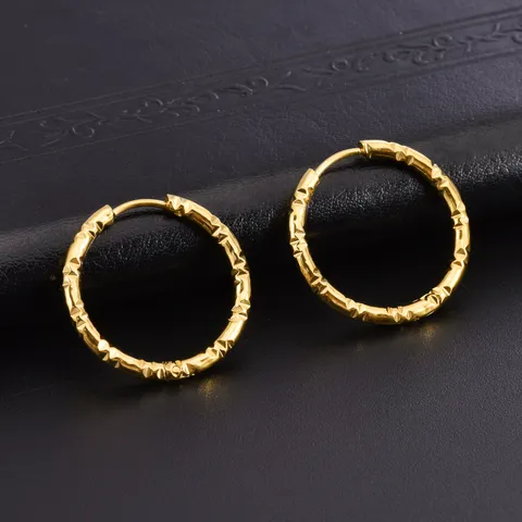 Minimalist Stainless Steel Hoop Earrings For Women Men Unisex Geometric Diamond Cut Textured Circle Earrings High Polish Jewelry Gift