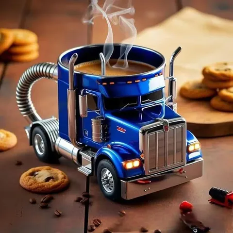 Kreativer LKW Kaffeebecher Industrieller Auspuffgriff Kunstharz Edelstahl Tasse Heavy Duty Auto Thema Trucker Geschenk Trinkgeschirr