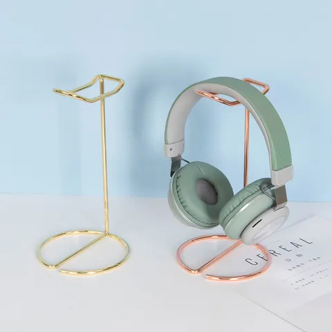 Minimalist Metal Headphone Stand Desktop Earphone Storage Rack Stable Round Base Iron Art Electroplated Display Holder