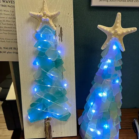 DIY Seeglas Weihnachtsbaum Kit Mit LED Licht Küsten Seeglas Weihnachtsbaum Küsten Haus Dekor Für Feiertags Tischdekoration