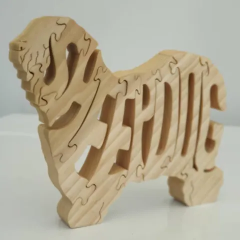 Kreatives Hunde-Puzzle-Ornament Aus Holz Tierfigur Mit Rassenamen Hohles Holzhandwerk Für Wohnzimmer Heimdekoration Für Tierliebhaber