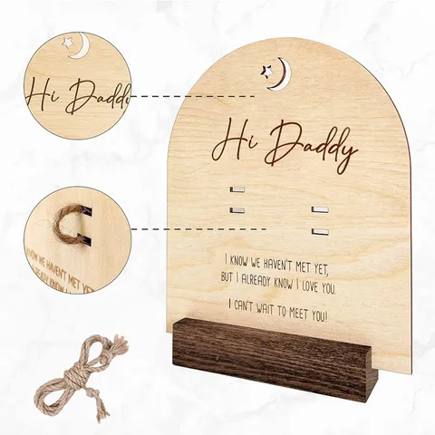 Kreatives Schwangerschafts Ankündigungsschild Aus Holz Hohlstern Mond Bogen Rahmen Ständer Foto Ultraschall Display Halter Desktop Ornament Erinnerungsstück Für Ehemann Vater Geschenk