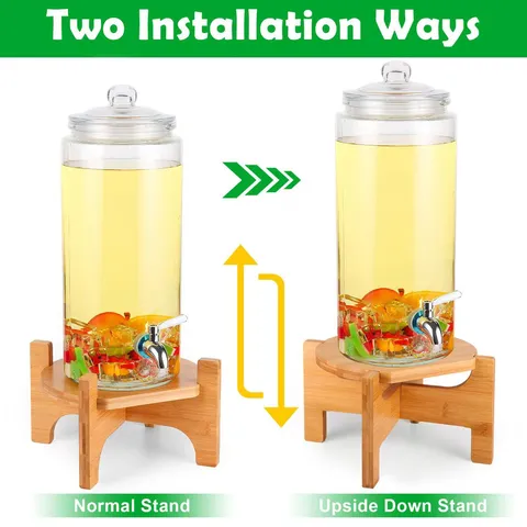 Modern Minimalistisch Bambusholz Ständer Für Getränkespender Wasserkrug Behälter Abnehmbare Runde Holzhalter Basis Für Küche Zuhause Blumentopf