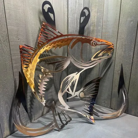 Moderne Wandskulptur Aus Eisen Fisch Motiv Rustikale Ozean Barsch Silhouette Dekoration Für Zuhause Wohnzimmer Büro