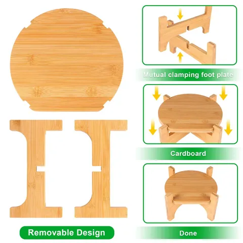 Modern Minimalistisch Bambusholz Ständer Für Getränkespender Wasserkrug Behälter Abnehmbare Runde Holzhalter Basis Für Küche Zuhause Blumentopf