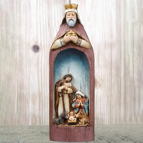Resin Christmas Nativity Scene Wise Men Kings Figurines Vintage Hand Painted Religious Manger Statues For Home Garden Decor