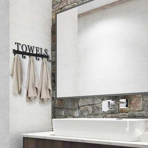 Modern Minimalist Iron Decorative Wall Mount Multi Hooks Rack For Towels Clothes Coat Hanging Hat Storage Organizer Over The Door Utility Hooks Home Bathroom Bedroom