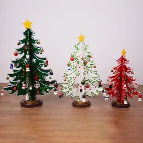 Weihnachtsbaum Aus Holz Tischdekoration Mini Kiefer Mit Anhängern Miniatur Ornamente Tischdekoration Weihnachtsgeschenke Shop Schaufenster Layout