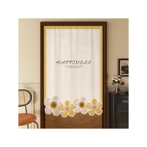 Modern Minimalist Polyester Door Curtain With 3D Floral Pattern Privacy Shading Half Curtain For Home Room Partition