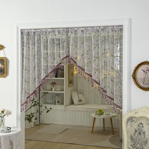 French Vintage Embroidered Lace Door Curtain Half Curtain Partition For Hallway Bedroom Window Home Decor