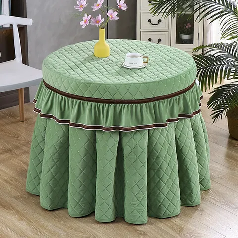 Ronde Verwarmingstafelhoes GesteKT Fleece Tafelkleed Verdikte Warme Tafelbeschermer Voor Woonkamer Huisdecoratie