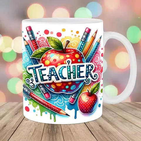 Keramik Lehrer Wertschätzung Kaffeetasse Blumen Apfel Buch Muster Weißer Becher Für Den Besten Lehrer Geschenk Tasse