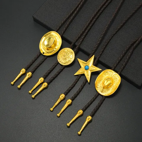 Vintage Westlicher Cowboy Bolo Krawatte PU Leder Geflochtene Kordel Legierung Adler Stierkopf Pferd Anhänger Halskette Unisex Hemd Halsschmuck