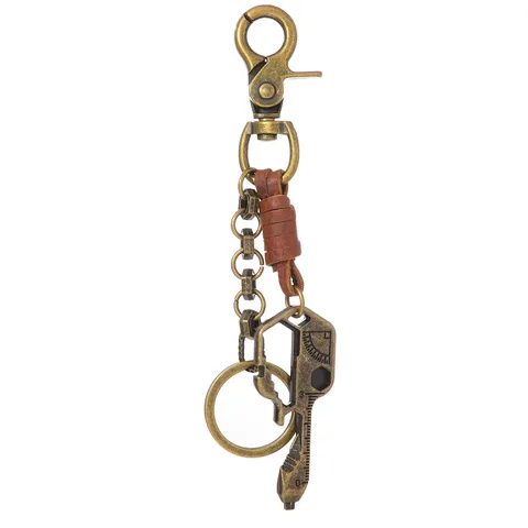 Vintage Industrial Zinc Alloy Genuine Leather Keychain Multitool Pendant Key Ring Waist Belt Chain Accessory For Men