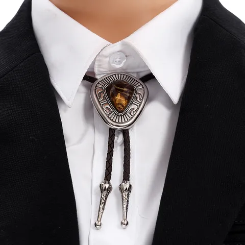 Vintage Western Cowboy Bolo Krawatte PU Leder Geflochtenes Seil Legierung Geometrische Anhänger Krawatte Für Männer Frauen Schmuck Zubehör