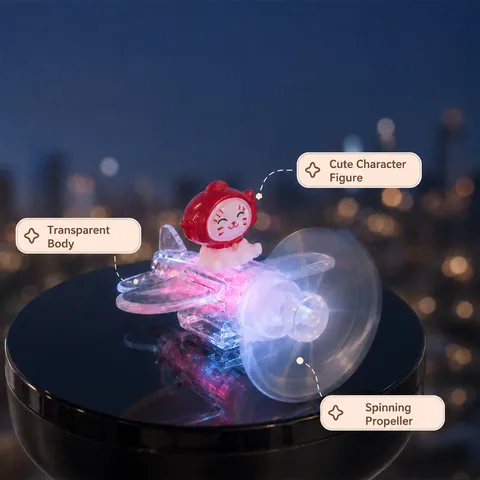 Ornamento per Auto Aereo Luminoso Eolico Rotante LED Luce Colorata Gatto Cartone Animato Decorazione Cruscotto