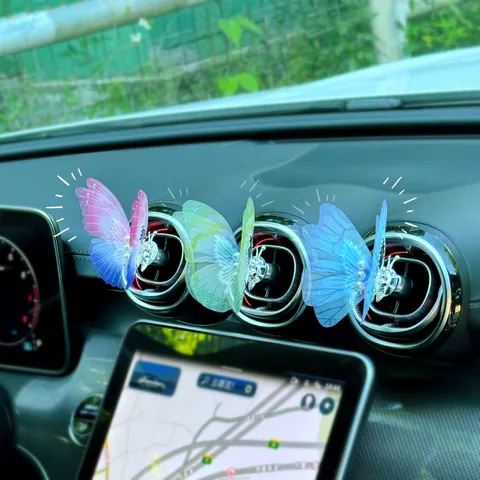 Papillon Voiture Sortie D Air Clip Ornement Maille Perle Strass Décoration Intérieure Voiture Diffuseur D Arôme Style Luxe Léger