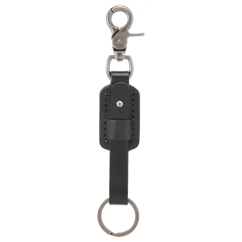 Retro Cowhide Leather Keychain For Men Vintage Zinc Alloy Metal Hook Handmade Stitched Car Keyring Waist Hang Accessories