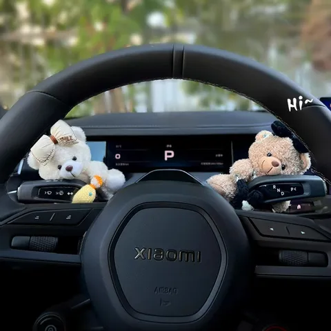 Cute Bear Car Steering Wheel Gear Shift Wiper Decorative Doll Cartoon Plush Car Interior Ornament Gift For Women