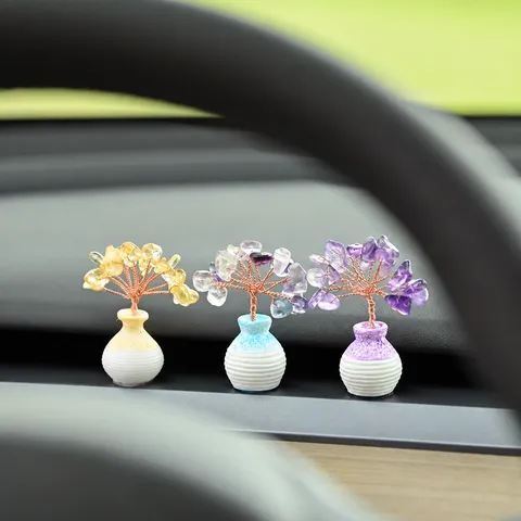 Хειροποίητο Κρυστάλλινο Δέντρο Χρημάτων Ornament Αυτοκινήτου Μίνι Κεραμικό Βάζο Healing Gemstone Διακόσμηση Γραφείου Αξεσουάρ Ταμπλό Αυτοκινήτου